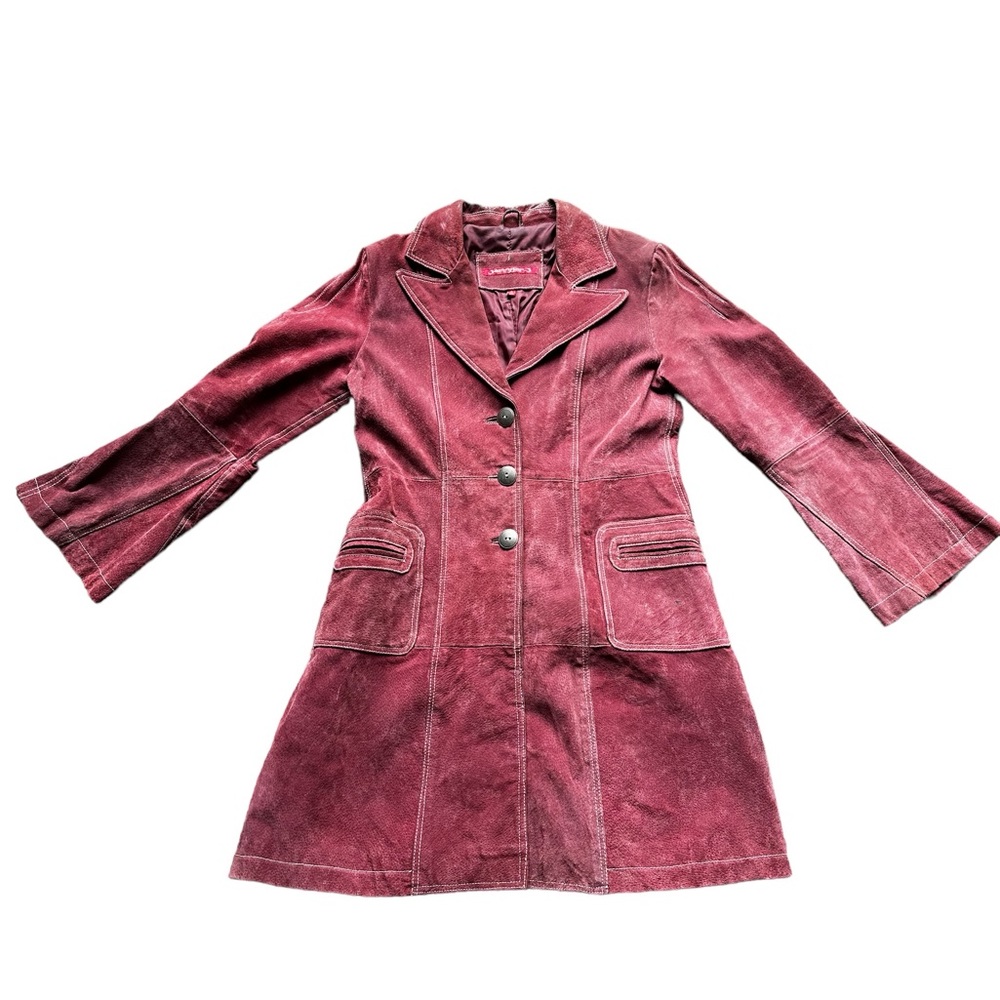 Pink Berry Color Suede Coat